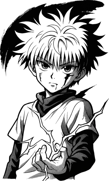Personagem anime em blackwork