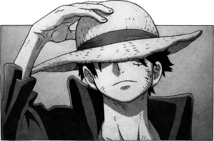 Luffy em preto e cinza