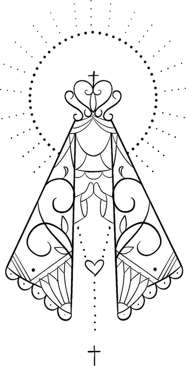 Nossa Senhora em traço ornamental